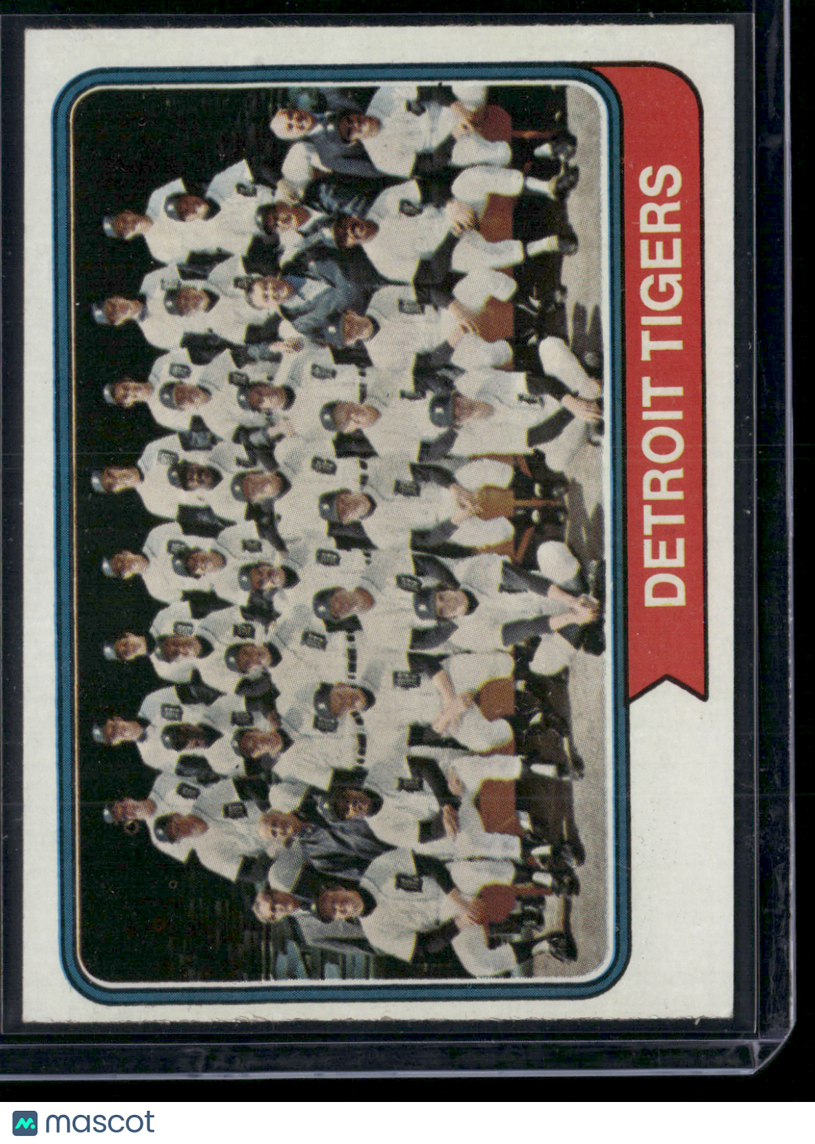 1974 Topps DETROIT TIGERS #94 Wax stain on back Rough Edge Cut (EX)