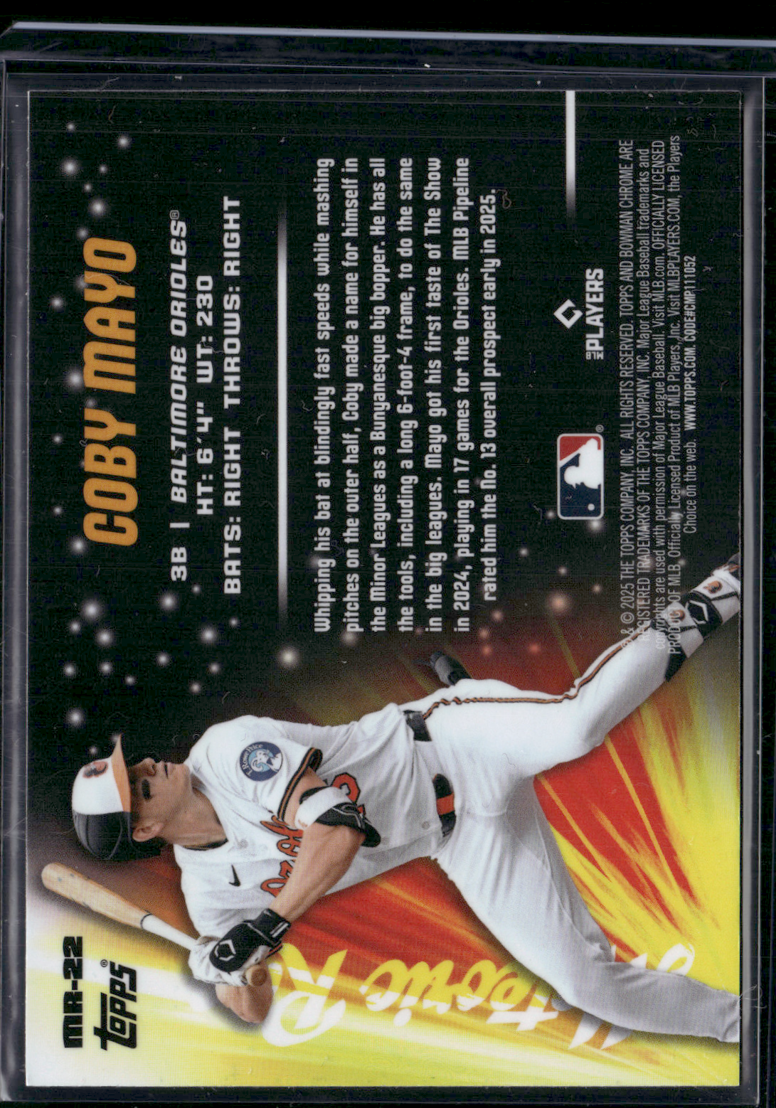 2025 Bowman Chrome COBY MAYO #MR-22 Meteoric Rise Mega Rookie Card RC