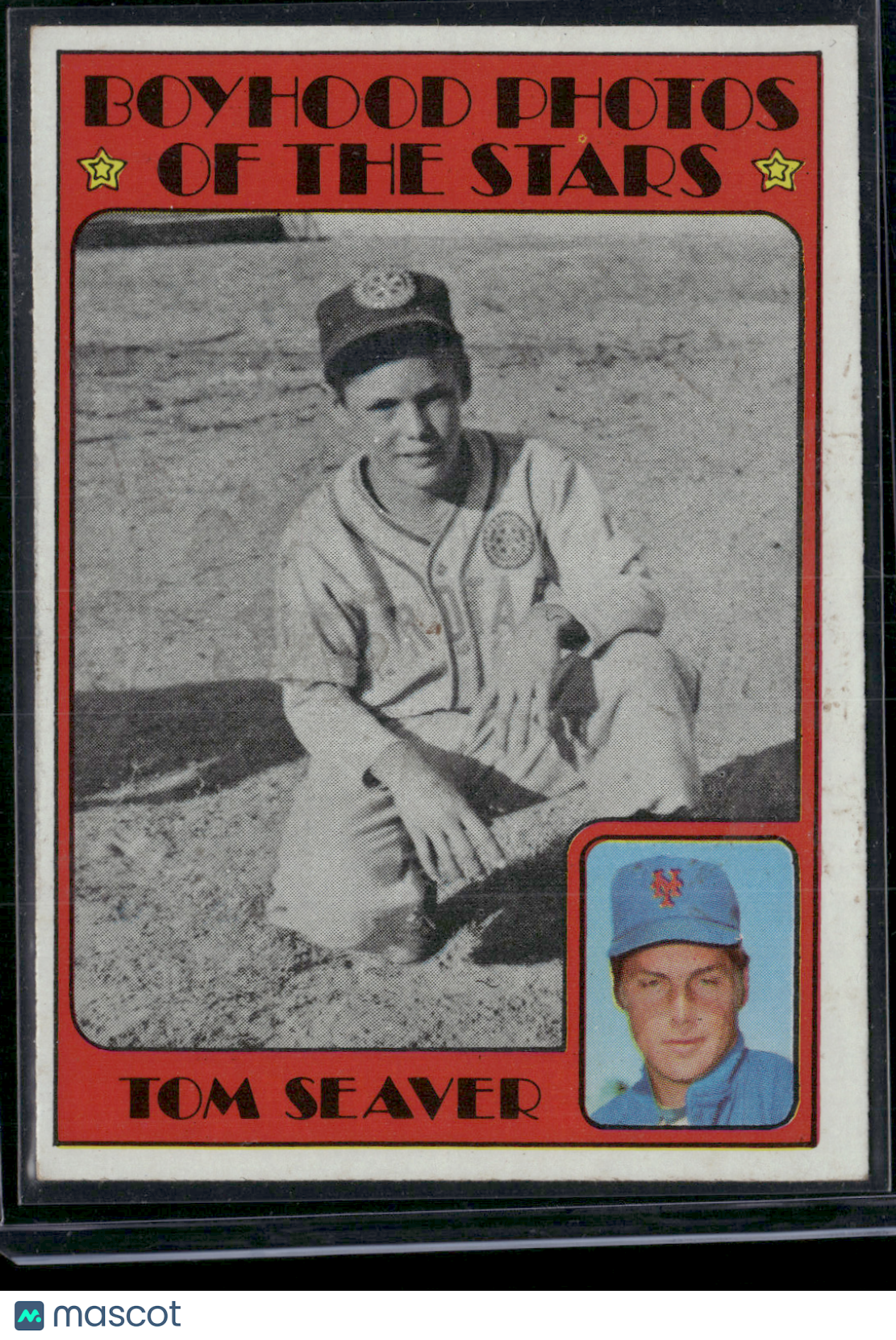 1972 Topps TOM SEAVER #347 Boyhood Photos of the Stars Wax stain (VG/EX)