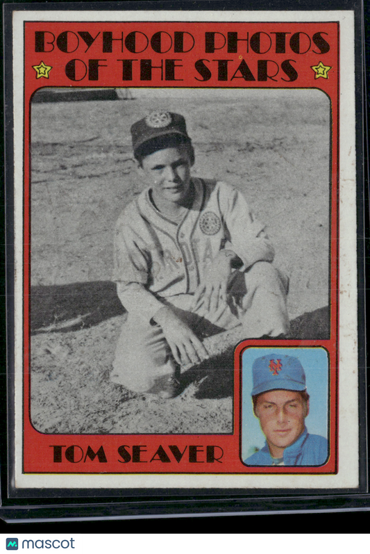 1972 Topps TOM SEAVER #347 Boyhood Photos of the Stars Wax stain (VG/EX)