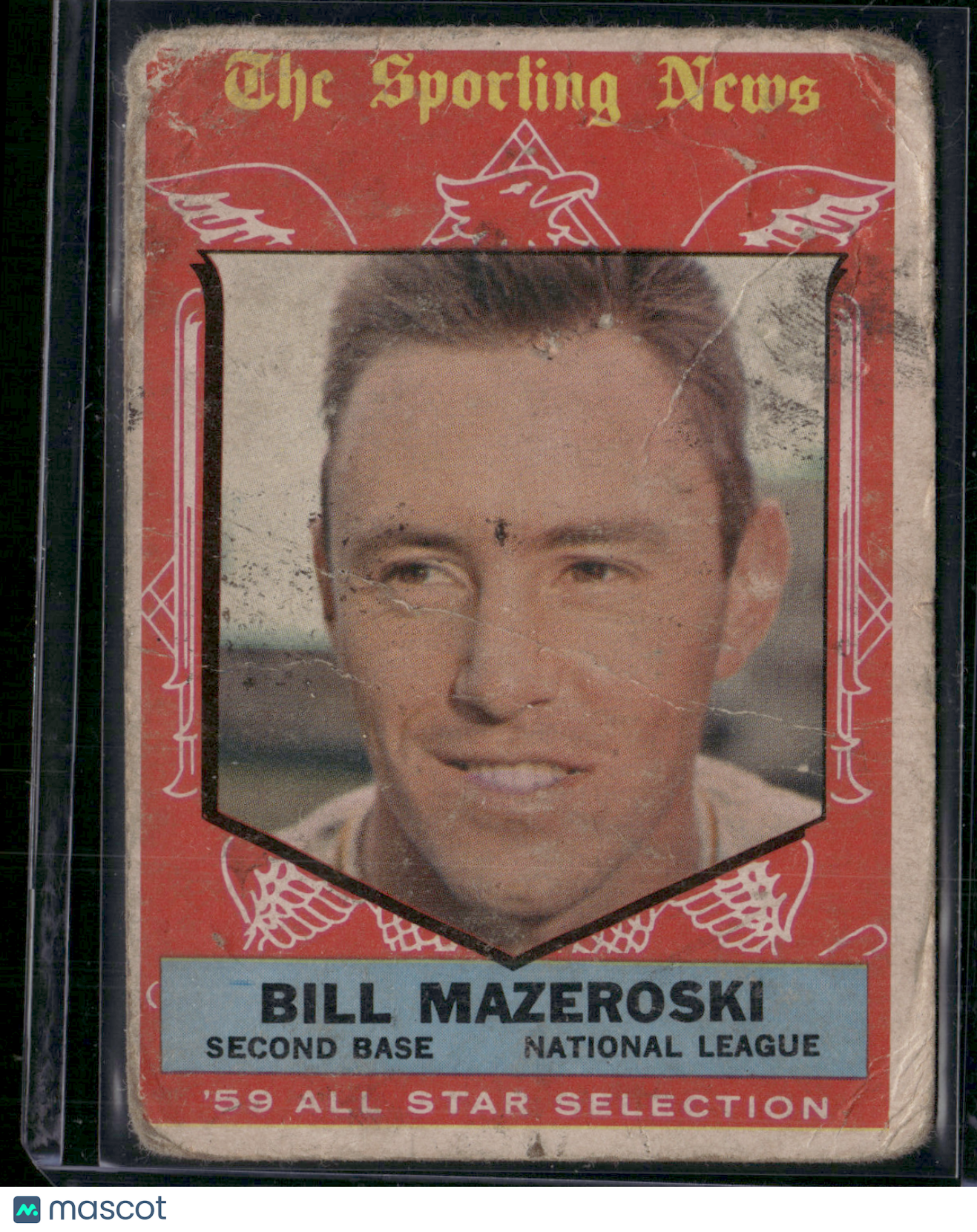 1959 Topps BILL MAZEROSKI #555 59 All Star Staining Wrinkles (Good)