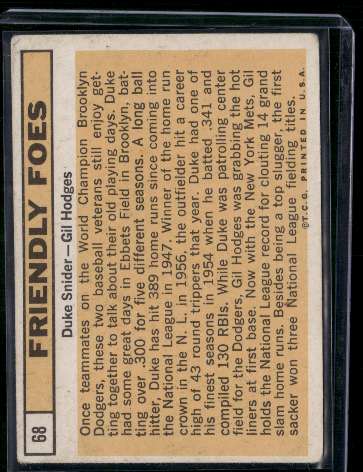 1963 Topps DUKE SNIDER/GIL HODGES #68 Friendly Foes Light Wrinkles (Good)