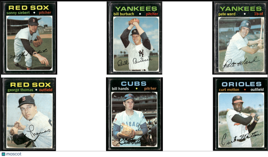 1971 Topps 6 ~ CARDLOT HIGH NUMBERS Sonny Siebert/Curt Motton (Good-VG)