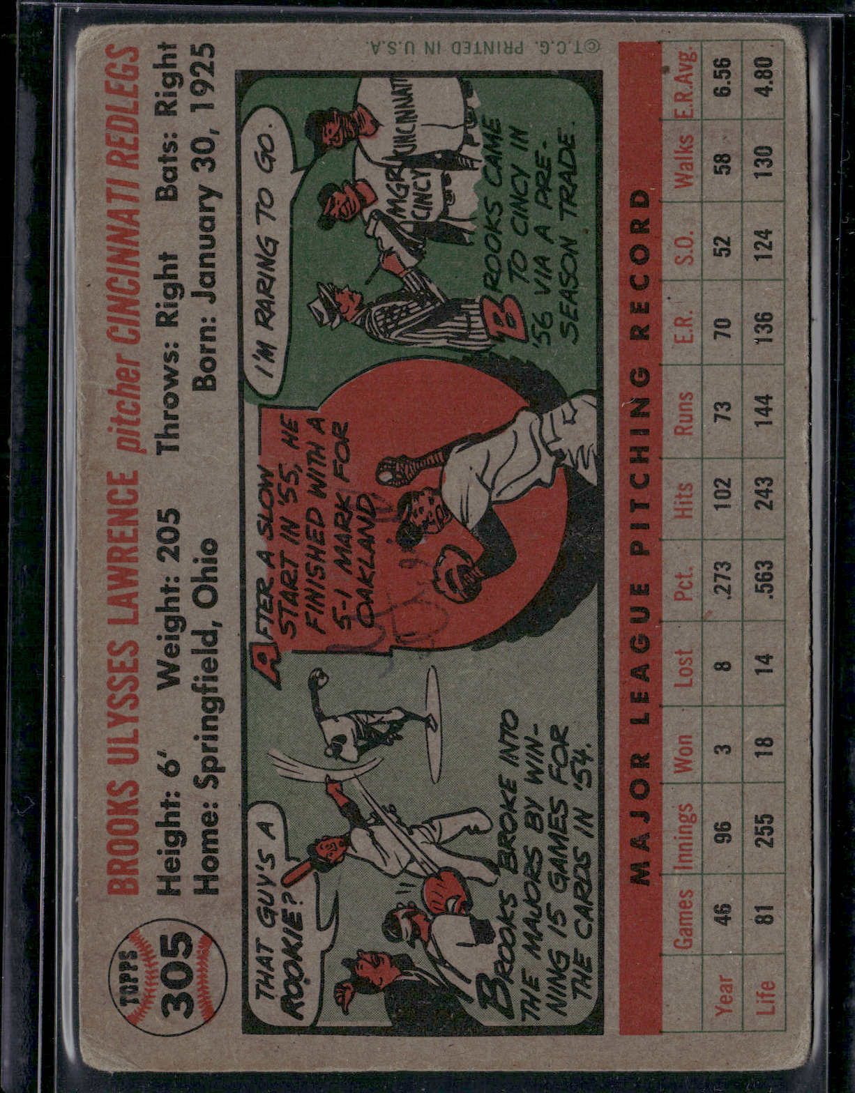 1956 Topps BROOKS LAWRENCE #305