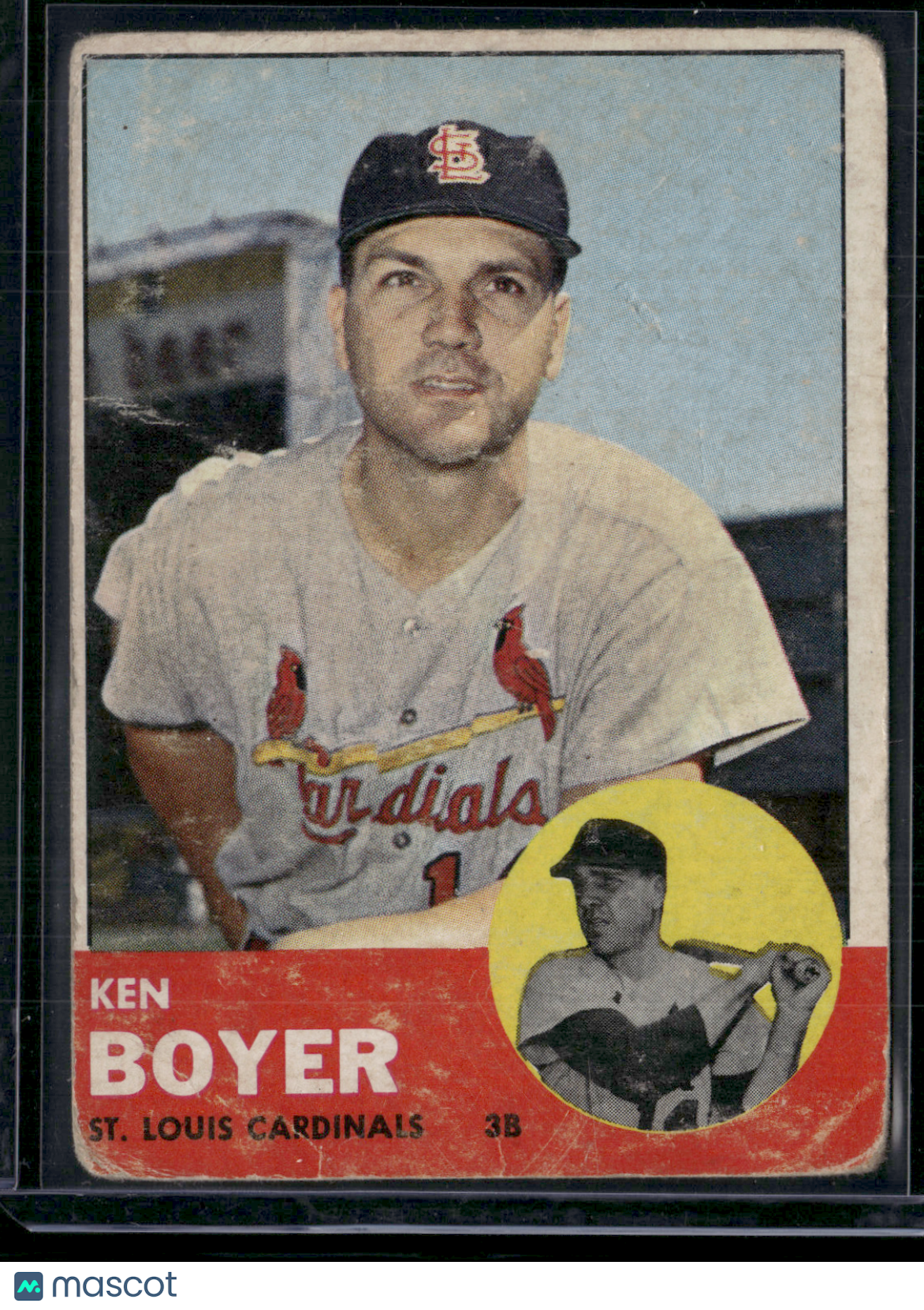1963 Topps KEN BOYER #375 Toning Light Wrinkles (Good)