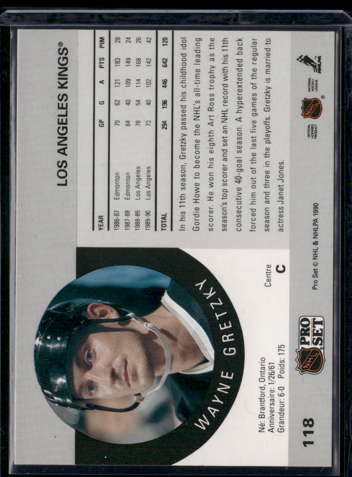 1990 Pro Set WAYNE GRETZKY #118 (EX)
