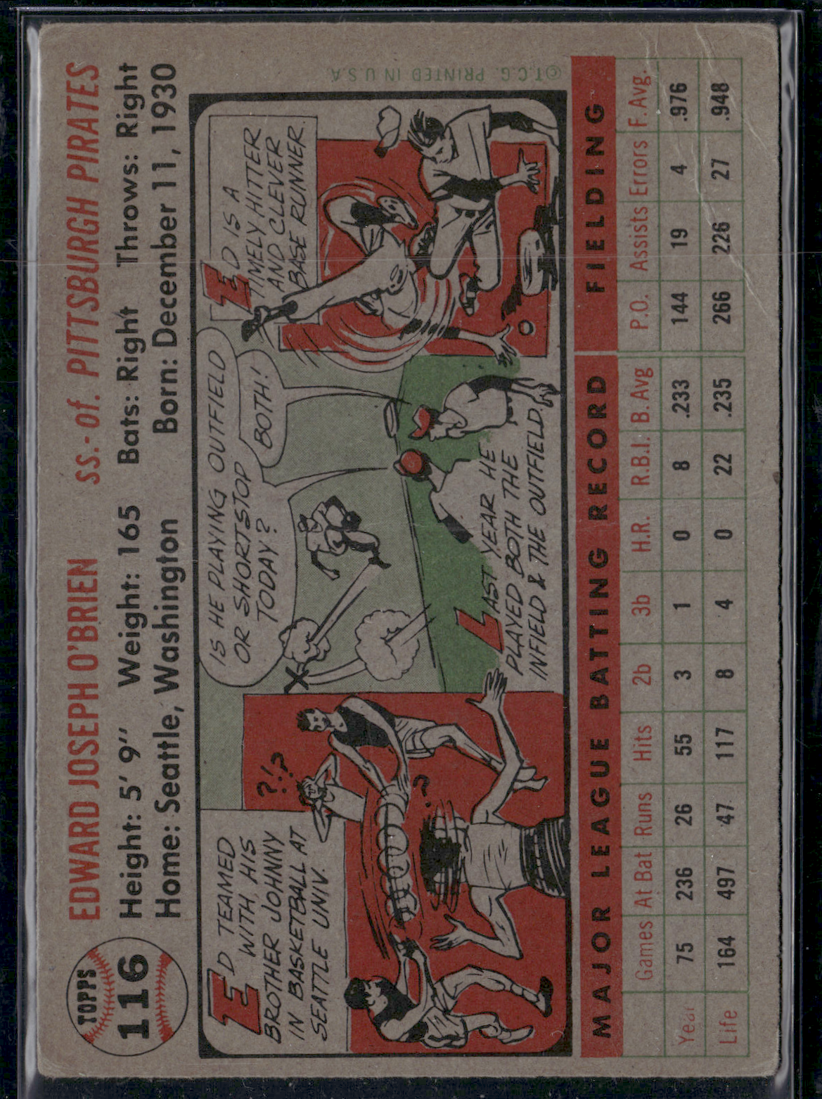 1956 Topps EDDIE O'BRIEN #116