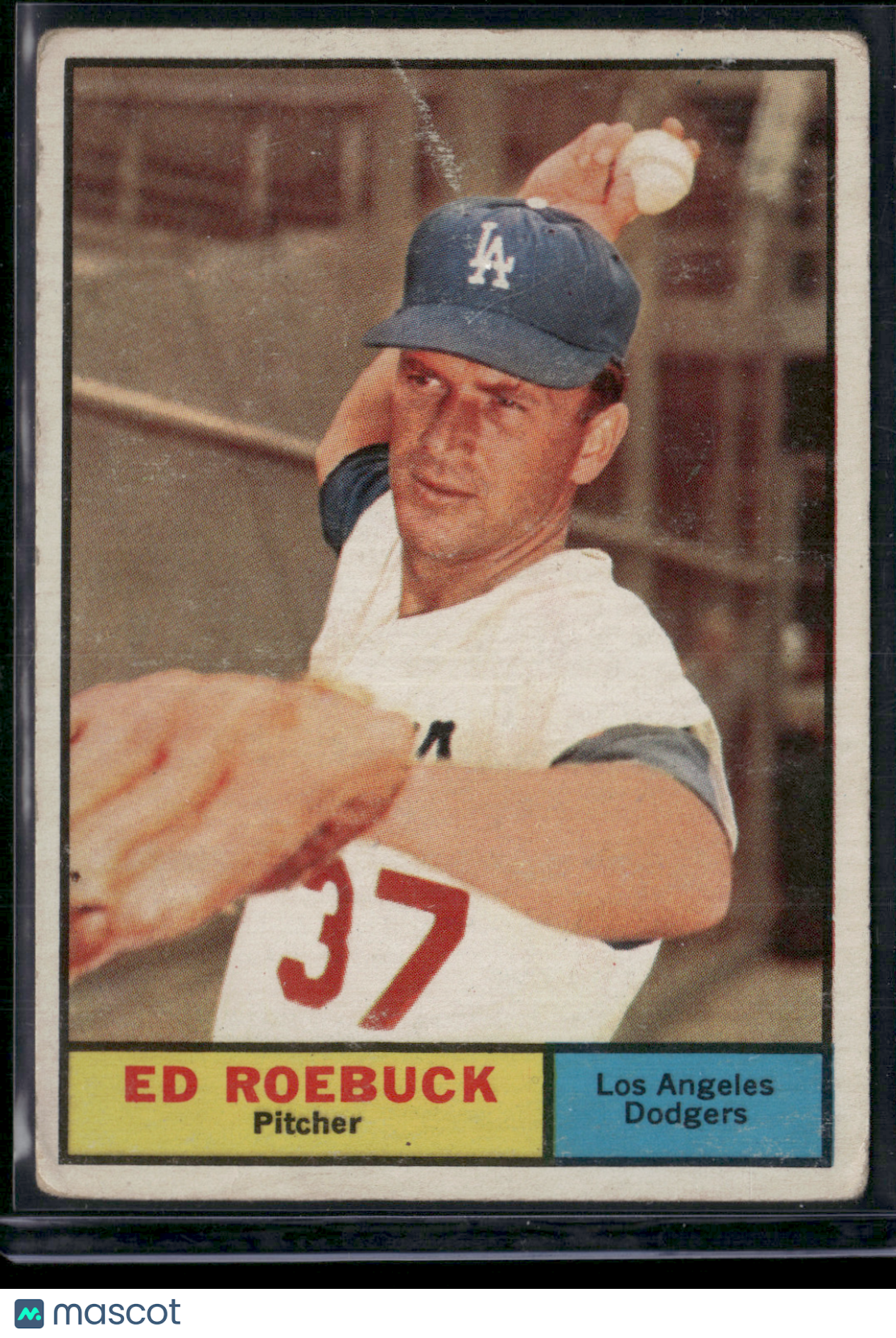 1961 Topps ED ROEBUCK #6 Toning Light Scratches Light Wrinkles (VG)