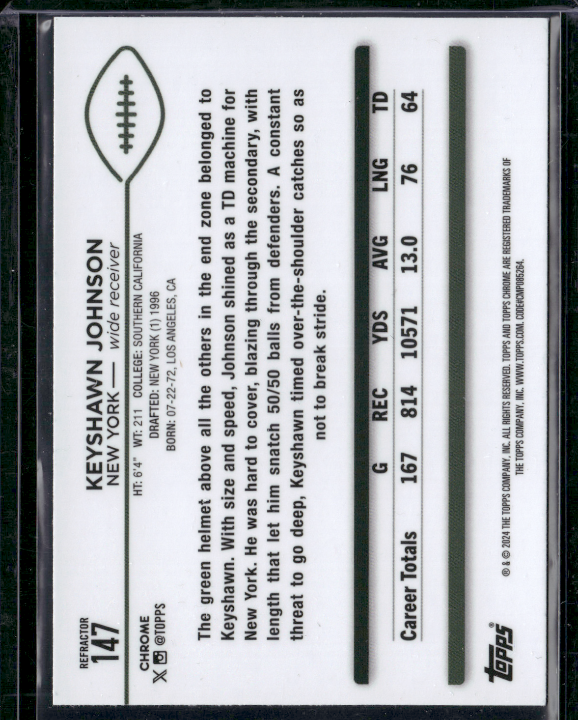 2024 Chrome KEYSHAWN JOHNSON #147 Rainbow Refractor (NM)