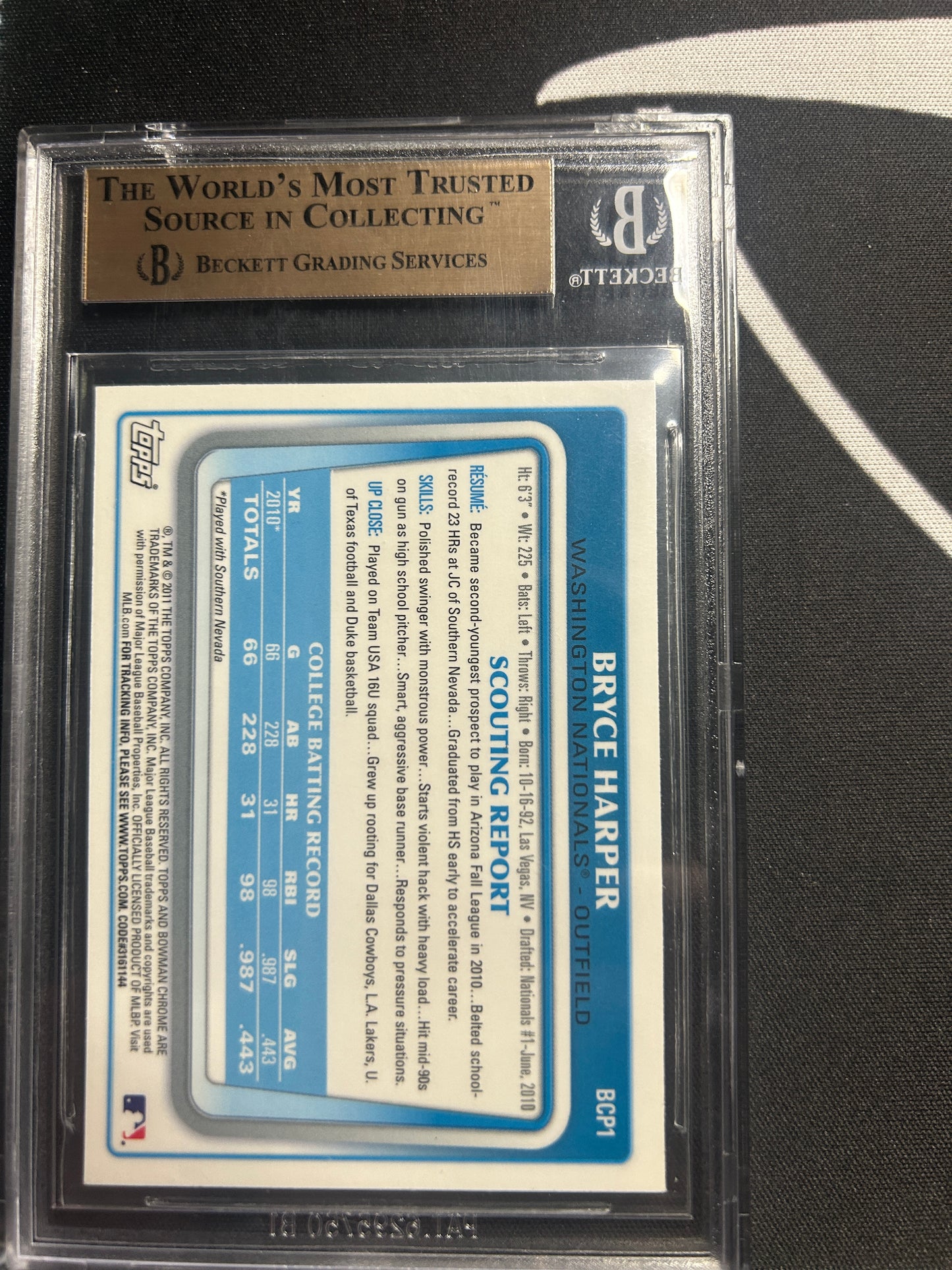 2011 Bowman Chrome Prospects Bryce Harper #BCP1 BGS 9.5