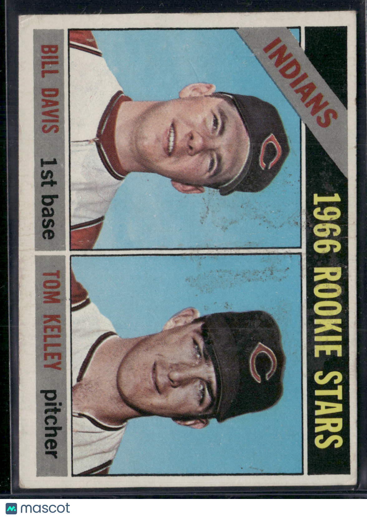 1966 Topps 1966 INDIANS ROOKIE STARS BILL DAVIS/TOM KELLEY #44 PAPERLOSS ON BACK