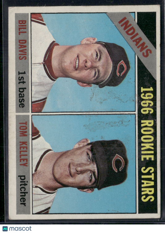 1966 Topps 1966 INDIANS ROOKIE STARS BILL DAVIS/TOM KELLEY #44 PAPERLOSS ON BACK