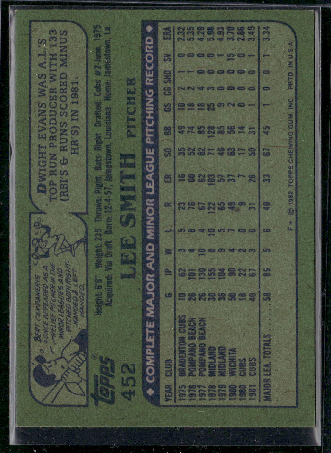 1982 Topps LEE SMITH #452 (NM)