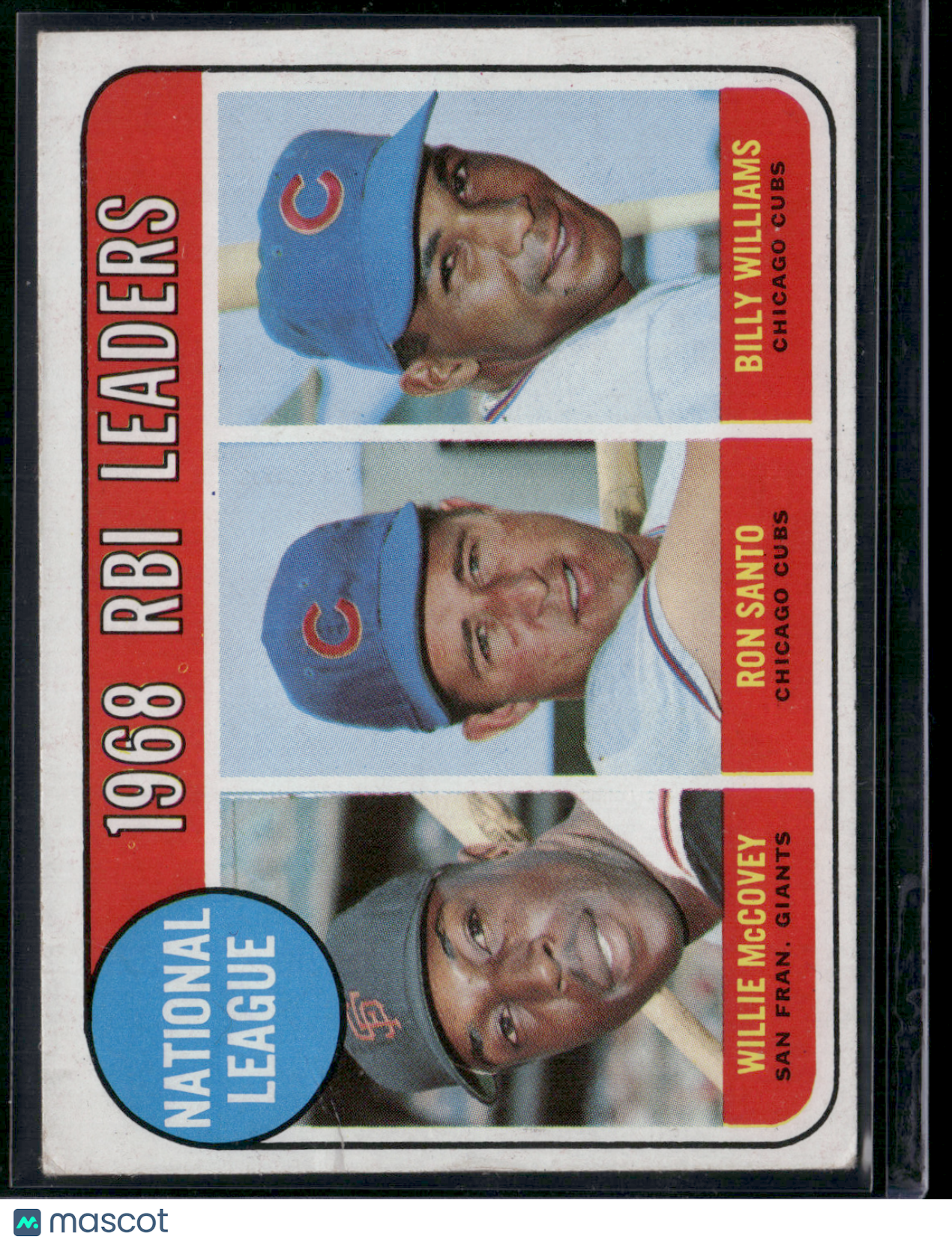 1969 Topps WILLIE MCCOVEY/RON SANTO/WILLIAMS #4 1968 NL RBI Leaders(Good-VG)