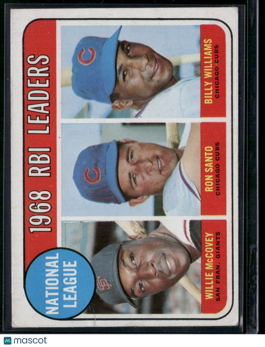 1969 Topps WILLIE MCCOVEY/RON SANTO/WILLIAMS #4 1968 NL RBI Leaders(Good-VG)