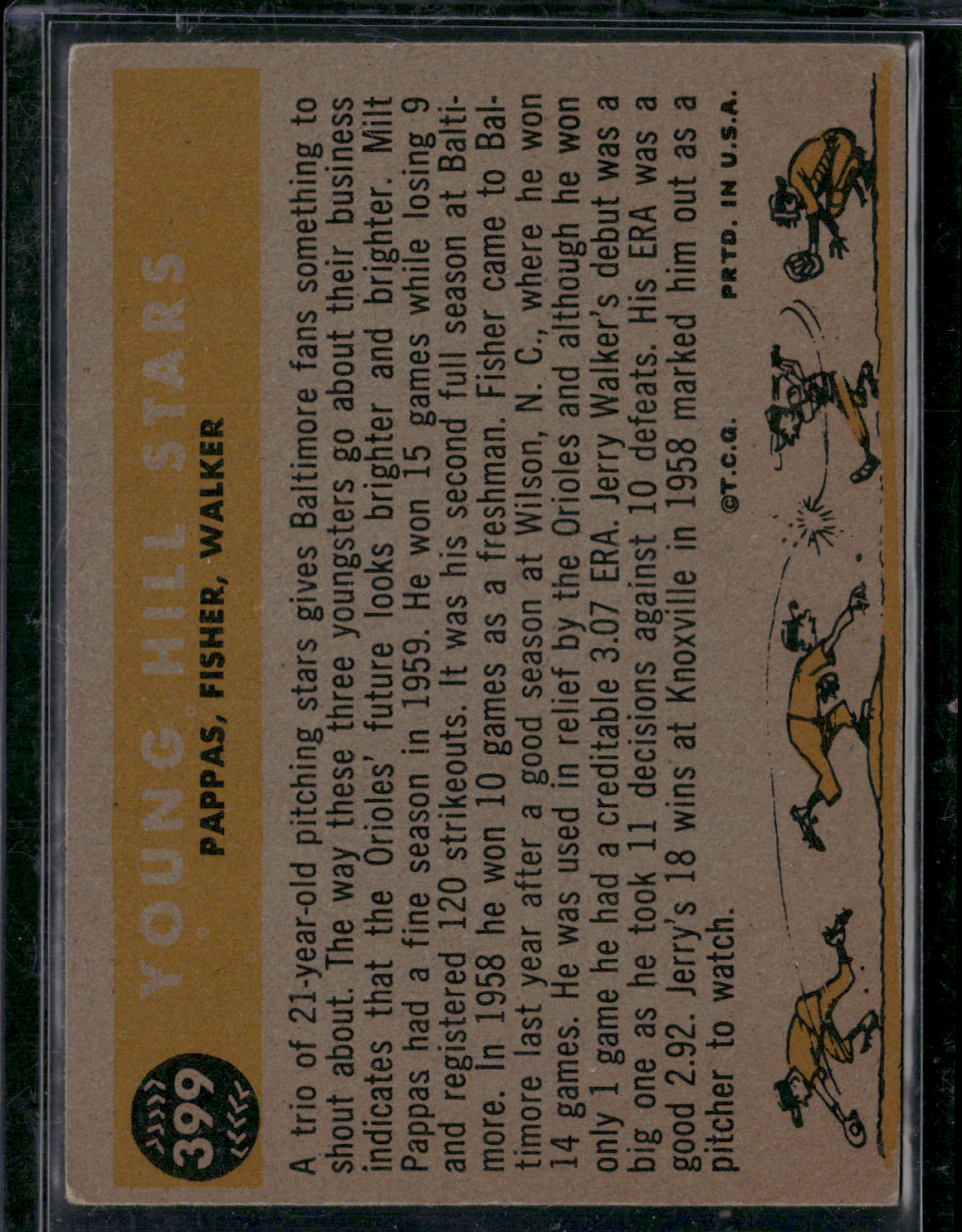 1960 Topps MILT PAPPAS/JACK FISHER/JERRY WALKER #399 Young Hill Stars