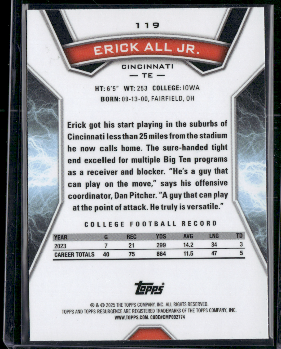 2024 Topps Resurgence ERICK ALL JR. #119 Rookie Card RC