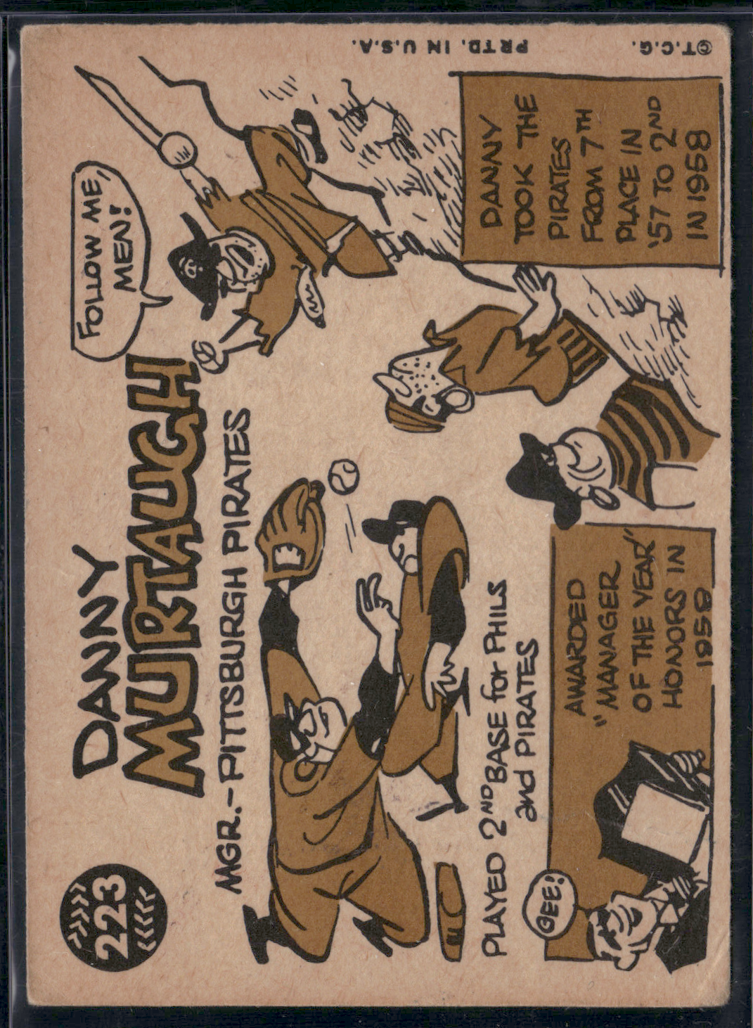 1960 Topps DANNY MURTAUGH #223 Wax Stain Wrinkles (Good)