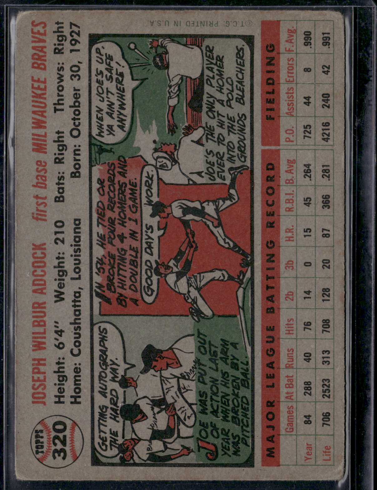 1956 Topps JOE ADCOCK #320