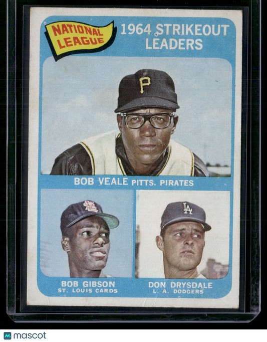 1965 Topps BOB VEALE/BOB GIBSON/DON DRYSDALE #12 1964 NL Strikeout Leaders