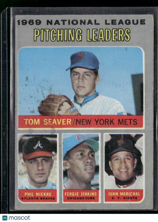 1970 Topps SEAVER/NIEKRO/JENKINS/MARICHAL #69 NL Pitching Leaders