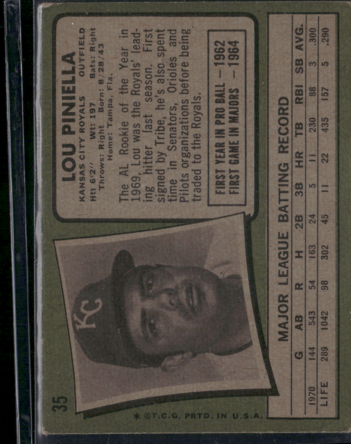 1971 Topps LOU PINIELLA #35