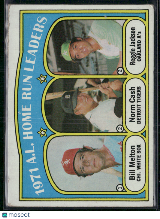 1972 Topps BILL MELTON/NORM CASH/REGGIE JACKSON #90 AL Home Run Leaders