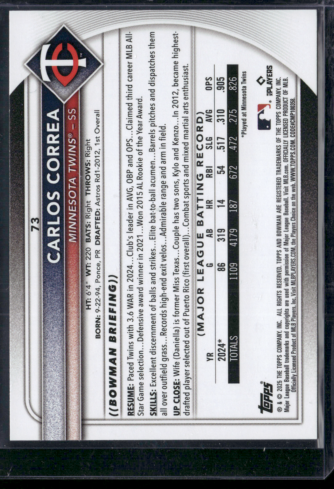 2025 Bowman CARLOS CORREA #73