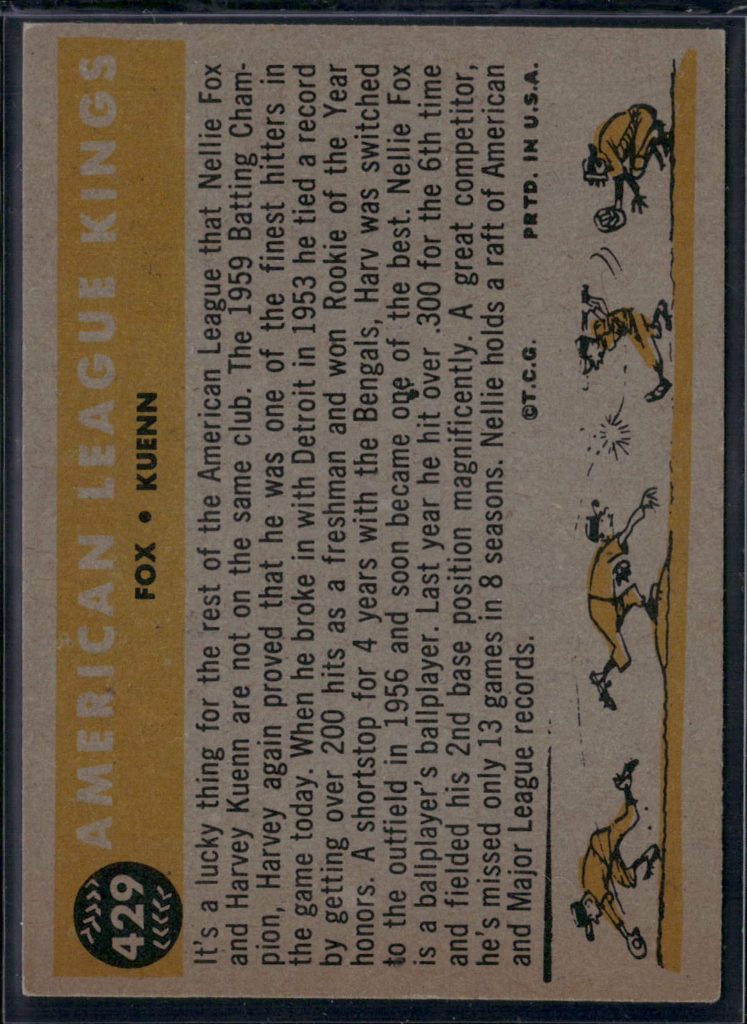 1960 Topps NELLIE FOX/HARVEY KUENN #429 American League Kings