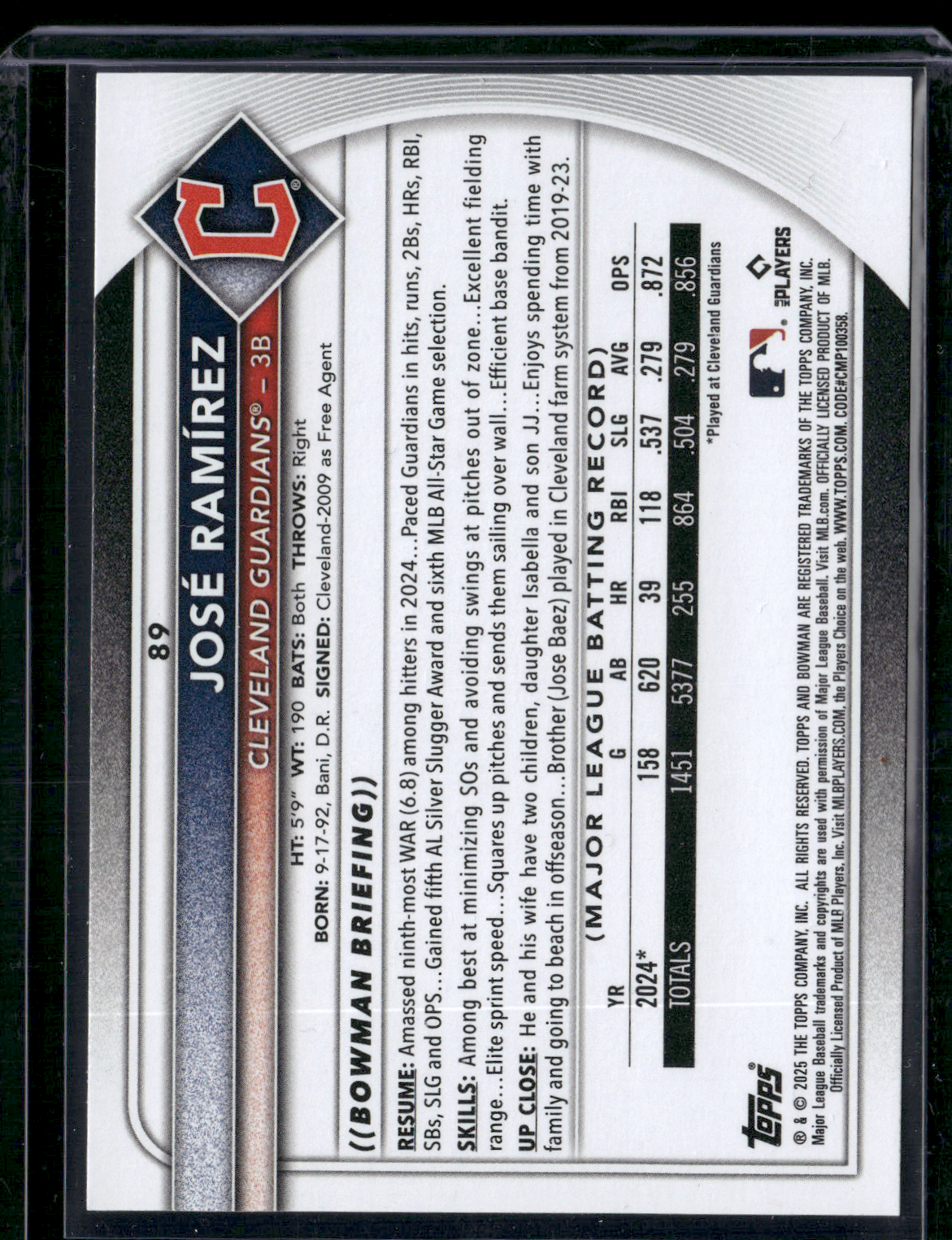 2025 Bowman JOSE RAMIREZ #89