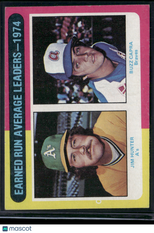 1975 Topps JIM HUNTER/BUZZ CAPRA #311 1974 ERA Leaders (VG-EX)
