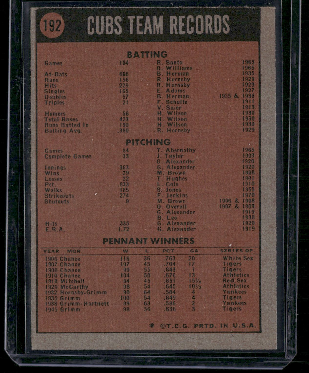 1972 Topps CHICAGO CUBS #192 (VG)