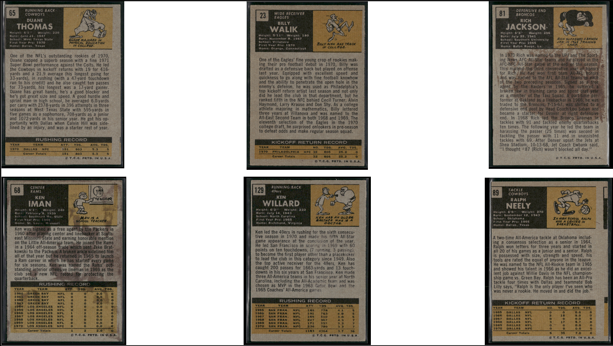 1971 Topps 6 ~ CARDLOT Duane Thomas/Ralph Neely (VG)