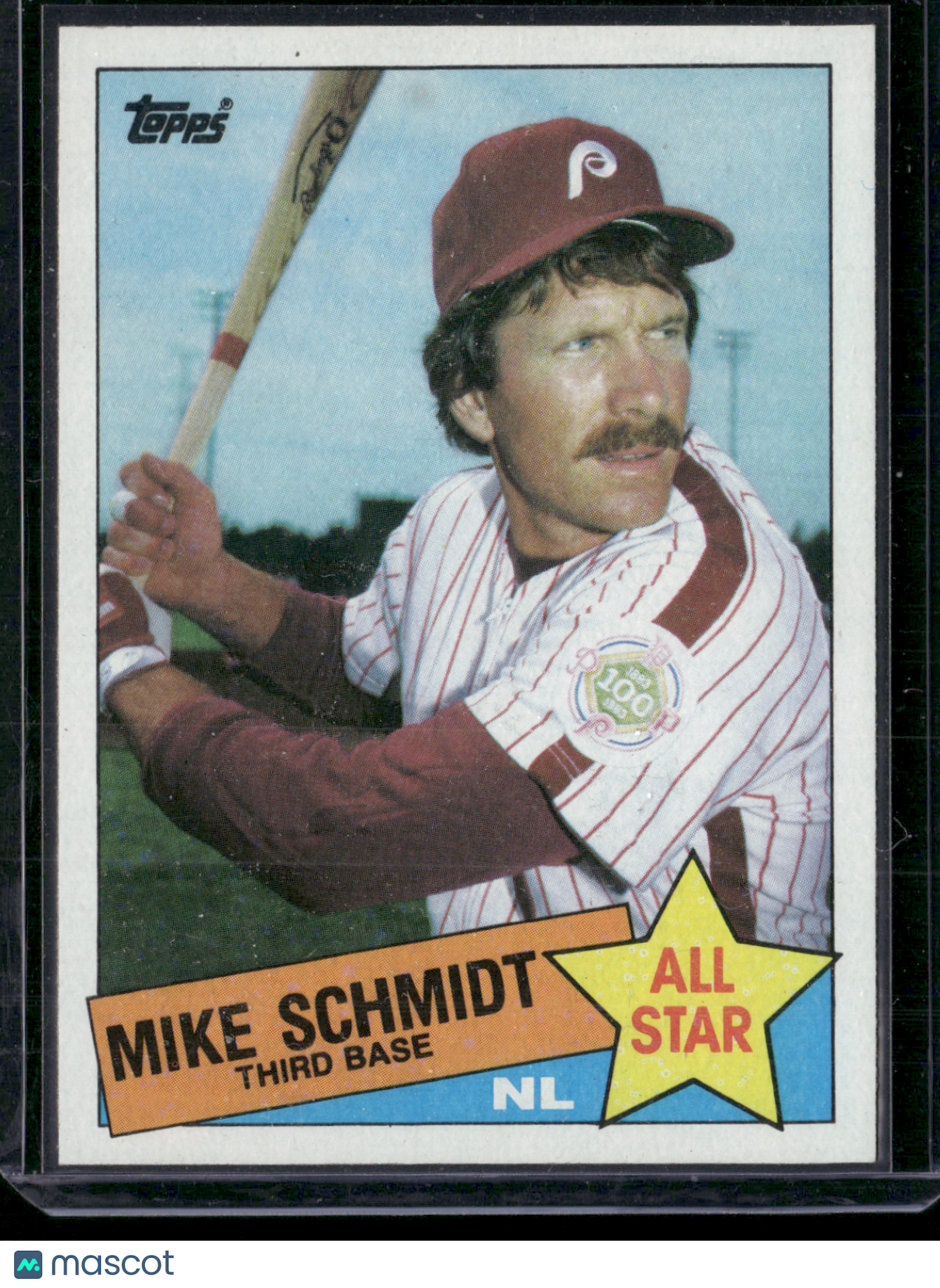 1985 Topps MIKE SCHMIDT #714 surface dimple Print snow (EX)
