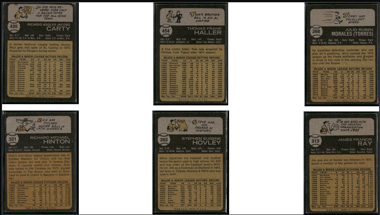 1973 Topps 6 ~ CARDLOT Rico Carty/Jim Ray (VG-VG/EX)