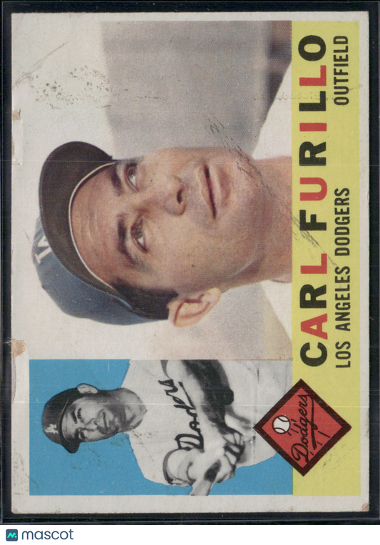 1960 Topps CARL FURILLO #408 Edge Crush with Paper Loss Staining (Fair-Good)