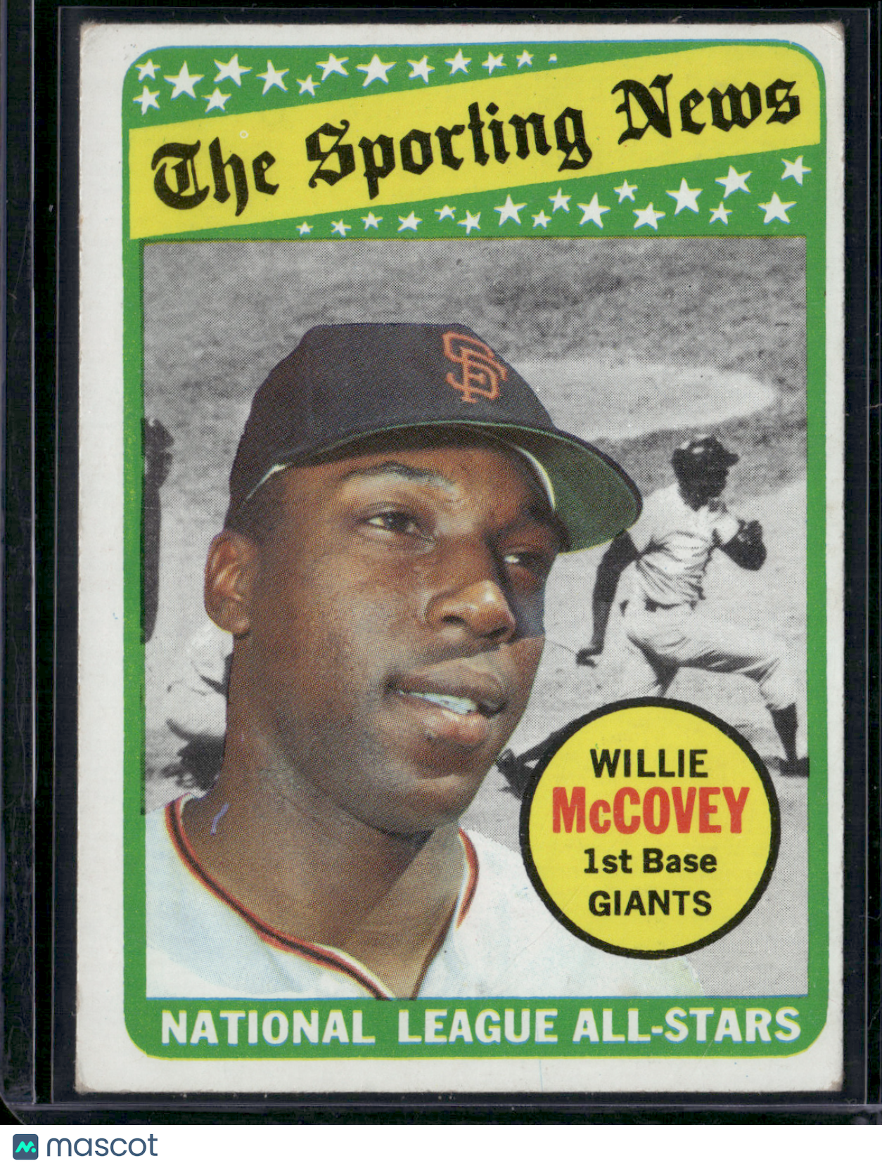 1969 Topps WILLIE MCCOVEY #416 All Star Stain on Back Light Scratch (VG)