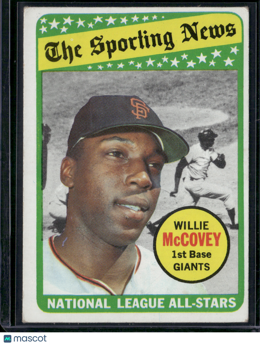 1969 Topps WILLIE MCCOVEY #416 All Star Stain on Back Light Scratch (VG)