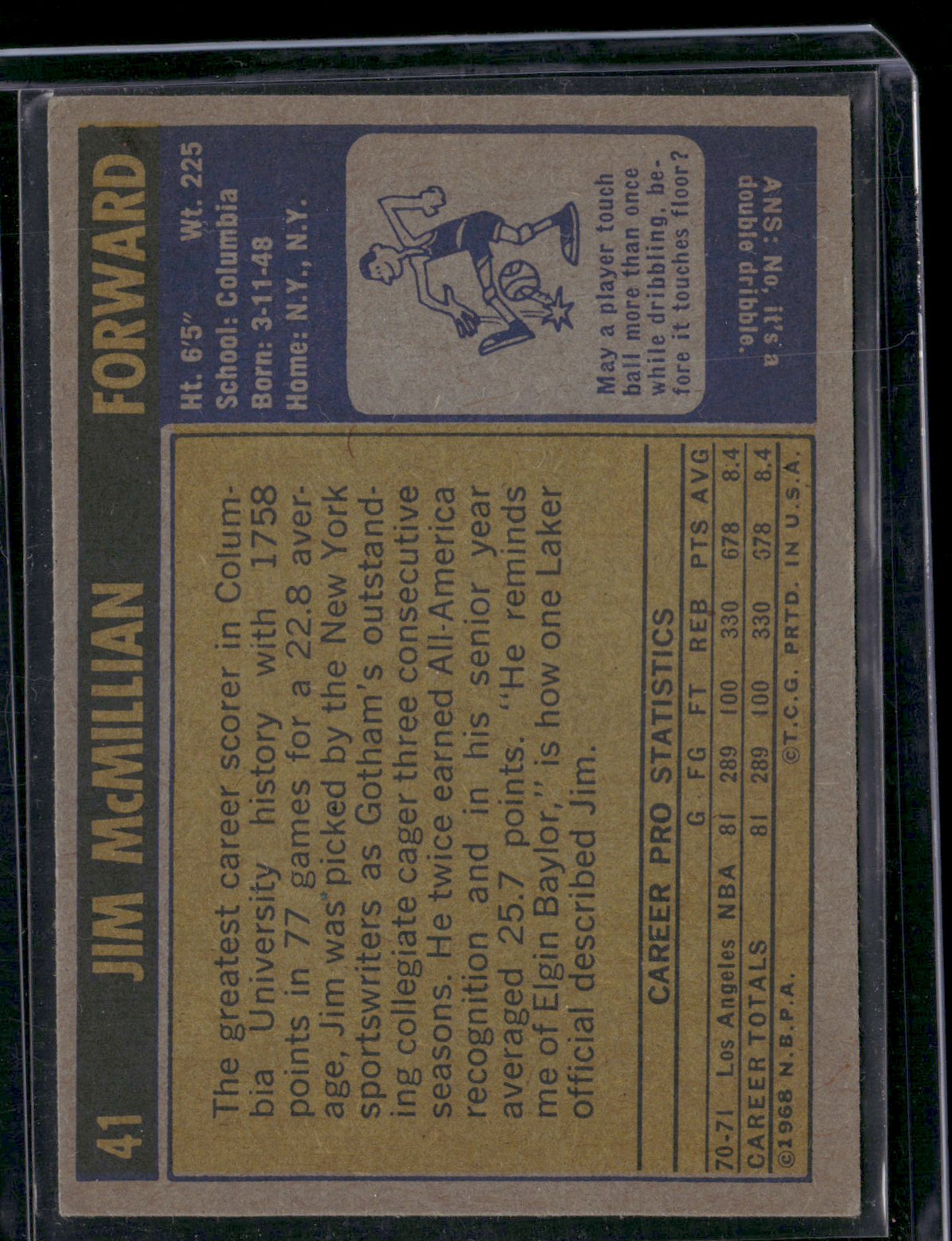 1971 Topps JIM MCMILLIAN #41
