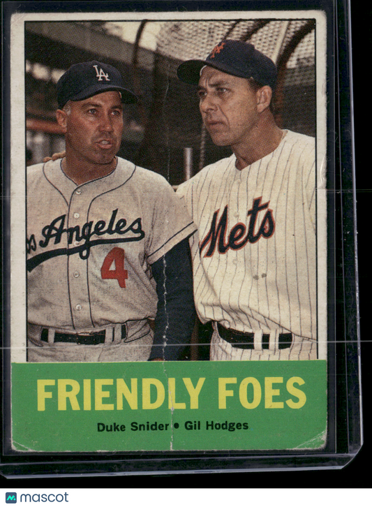 1963 Topps DUKE SNIDER/GIL HODGES #68 Friendly Foes Crease (Good)