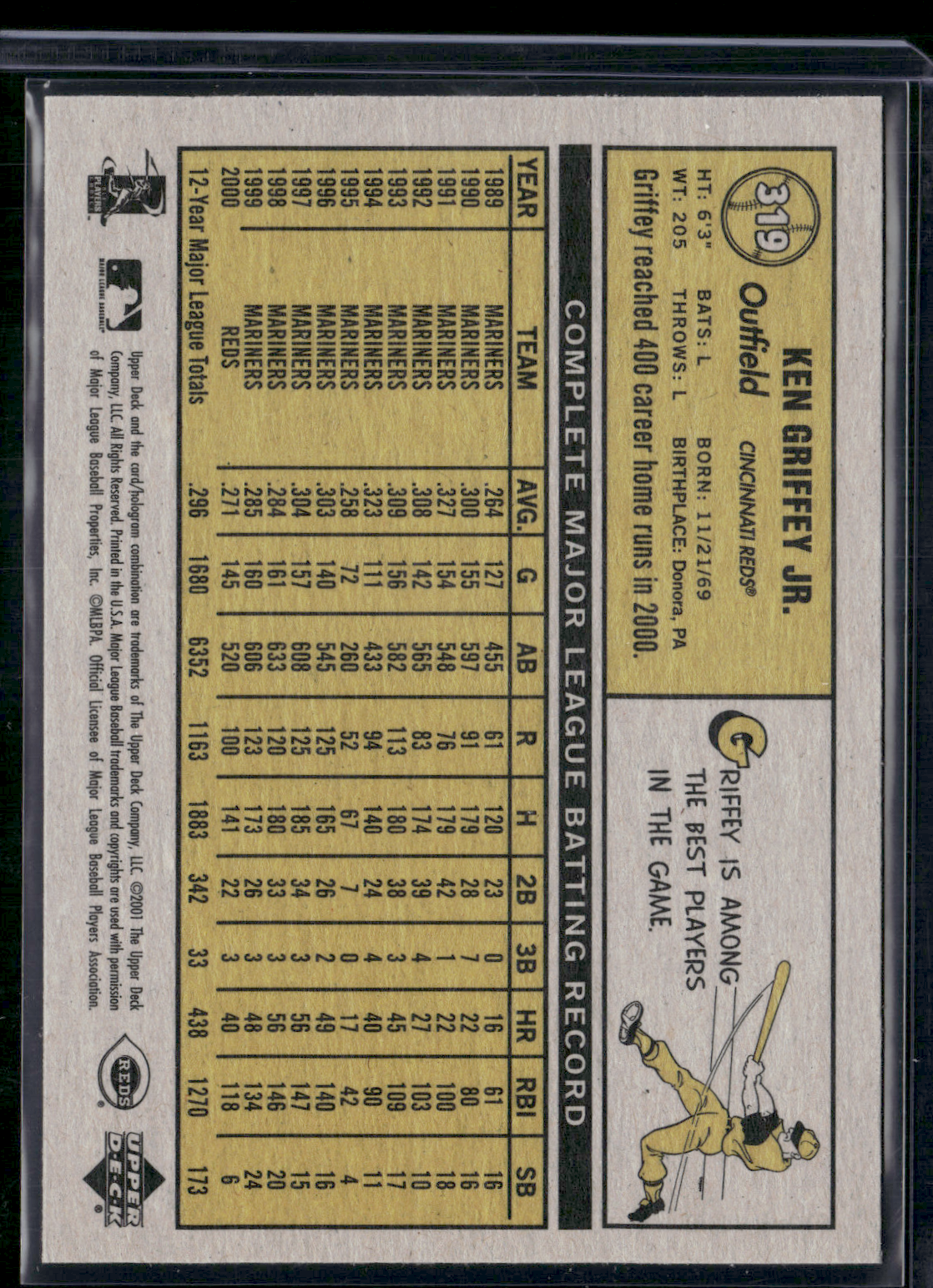 2001 Vintage KEN GRIFFEY JR #319 (NM)
