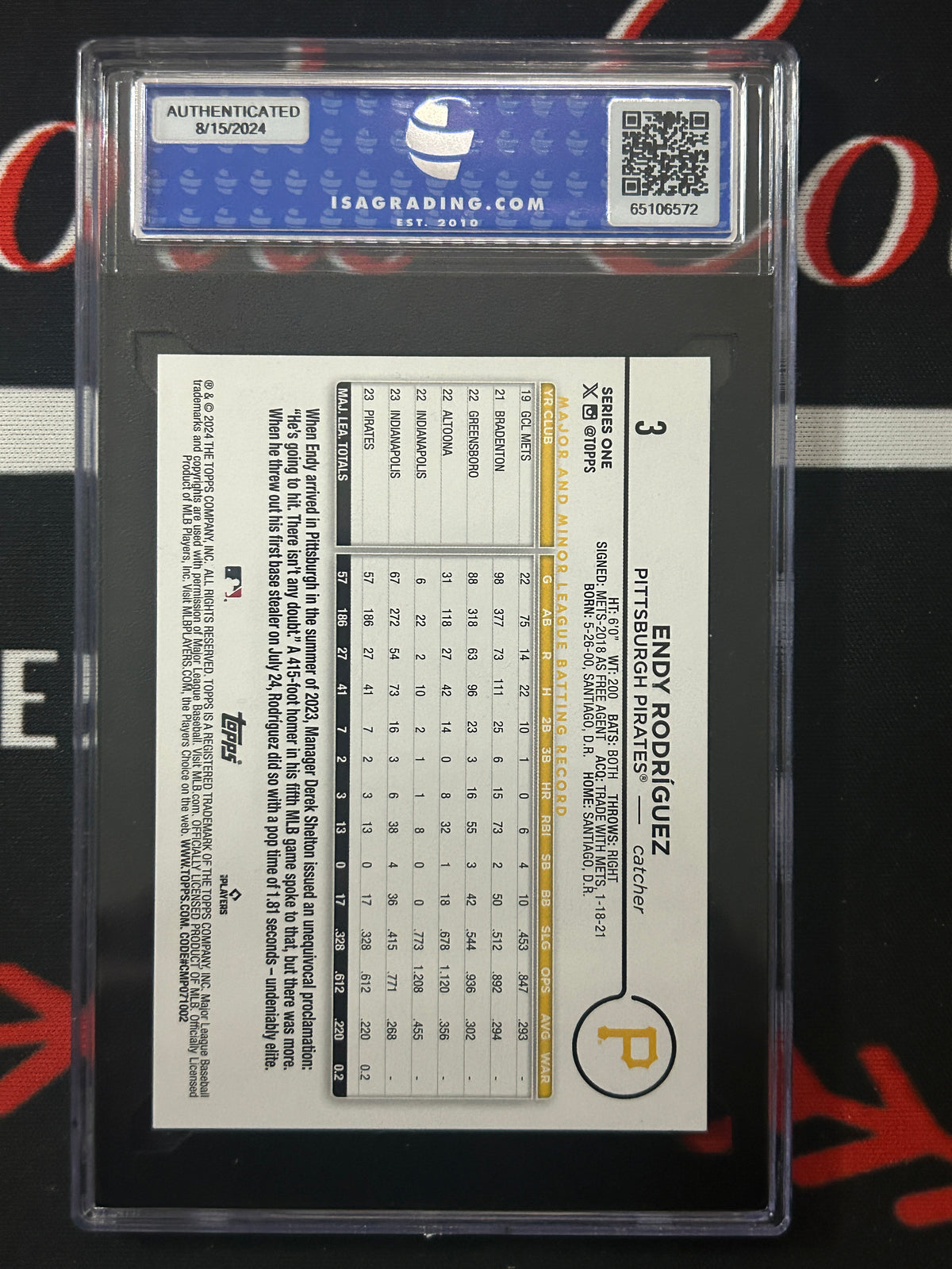 2024 Topps Series 1 Endy Rodriguez #3 ISA 9