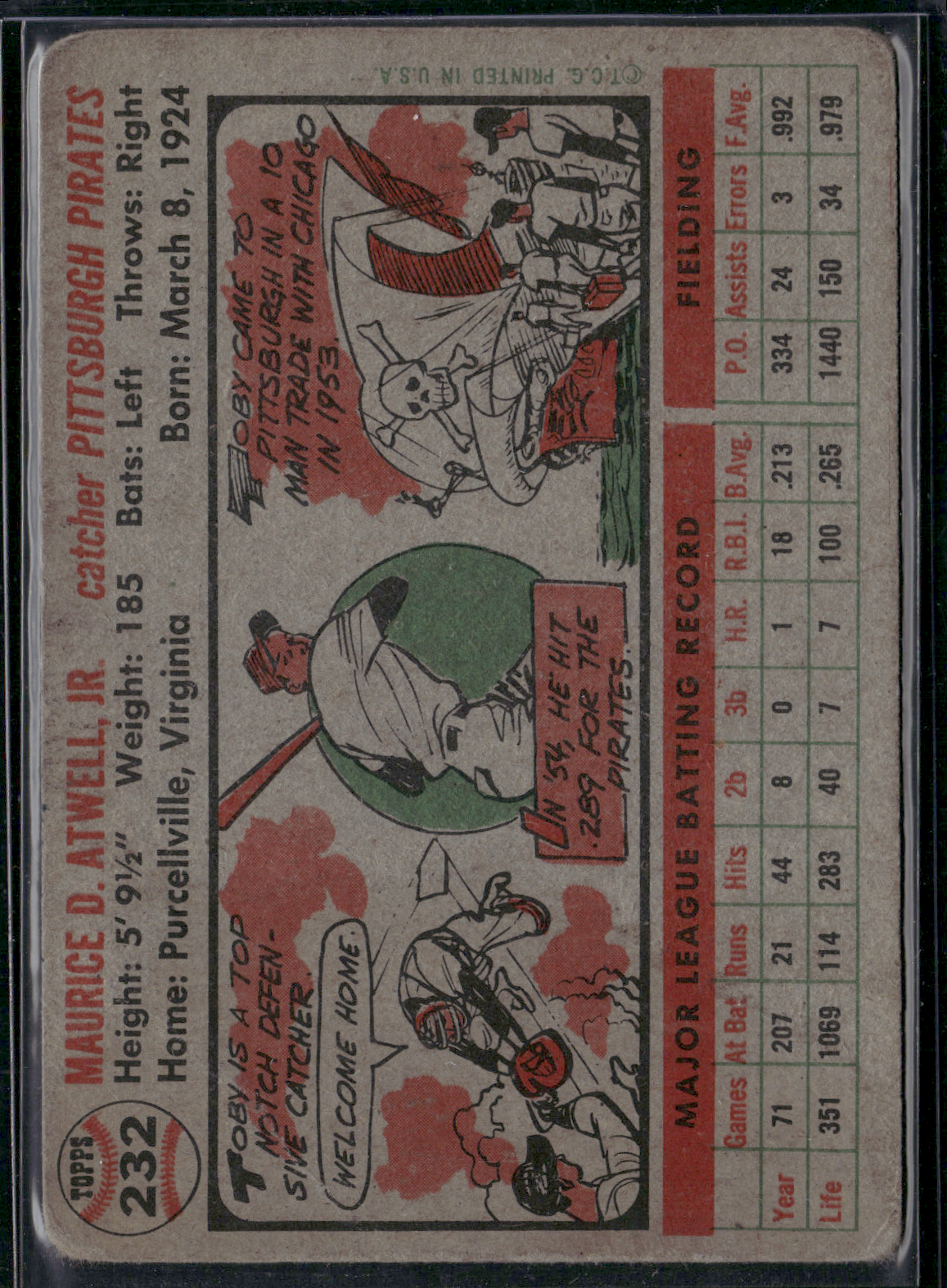 1956 Topps TOBY ATWELL #232