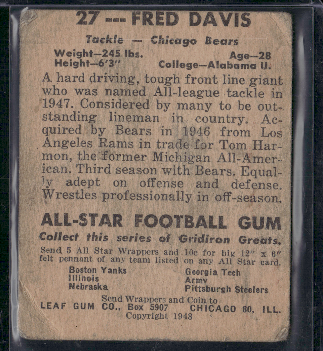1948 Leaf FRED DAVIS #27