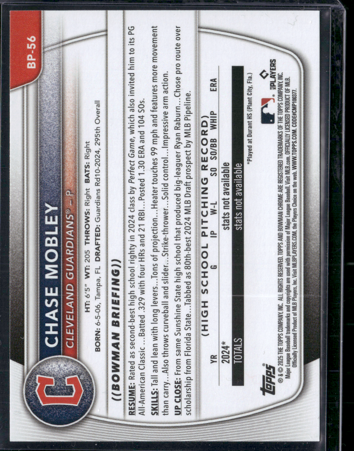 2025 Bowman CHASE MOBLEY #BP-56 1st Bowman