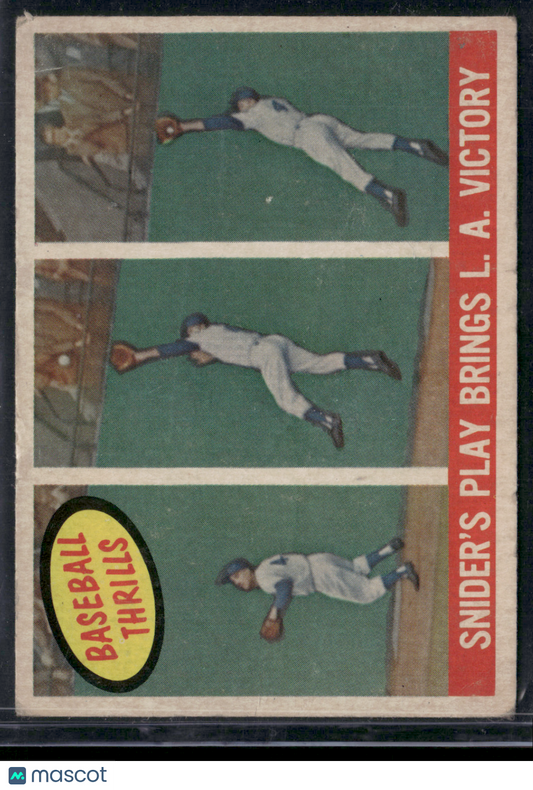 1959 Topps BASEBALL THRILLS SNIDER'S PLAY BRINGS L.A. VICTORY #468 - DUKE SNIDER