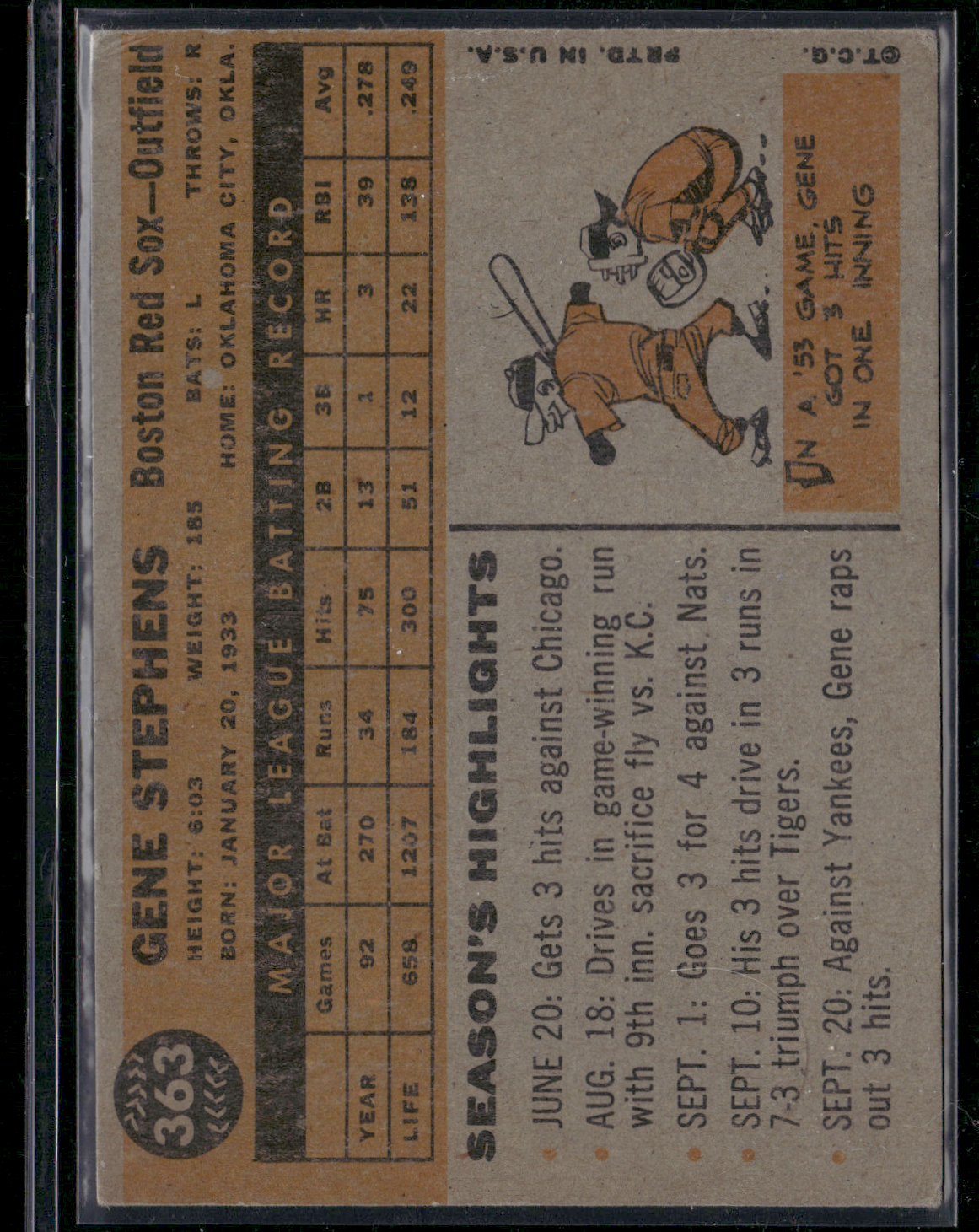 1960 Topps GENE STEPHENS #363 (VG)