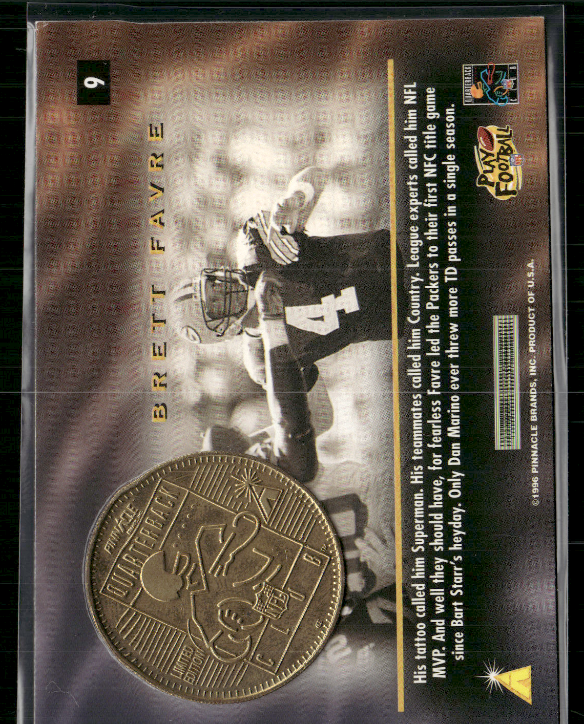 1996 Mint BRETT FAVRE #9 Coin in Card (NM)