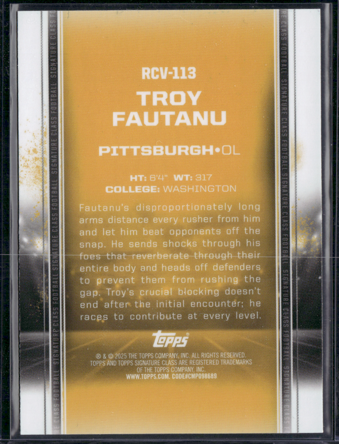 2024 Topps Signature Class TROY FAUTANU #RCV-113 TEAL CHROME Rookie Card 181/225
