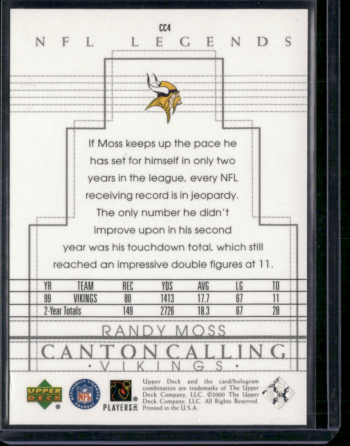 2000 Upper Deck RANDY MOSS #CC-4 Canton Calling (NM)